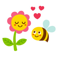 cartoon bee and flower