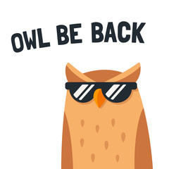 Funny cartoon owl with sunglasses