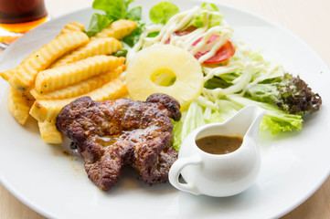 Stir Fried Pork Steak , Roasted Grilled Pork Steak