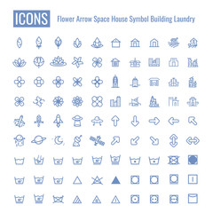 icons Flower, Arrow, Space, Building, House, laundry. on white background. vector illustration. web. symbol
