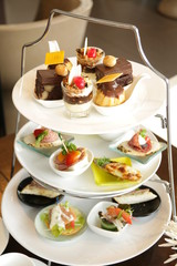Afternoon tea served with an assortment of cake