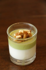 Matcha panacotta with fresh cream