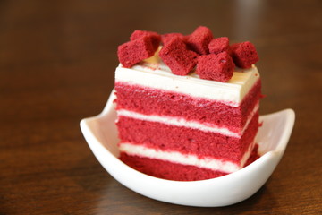 Slice of red velvet cake