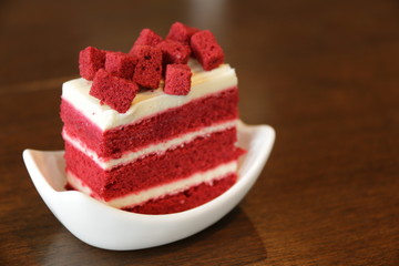 Slice of red velvet cake