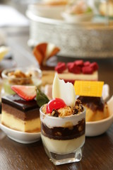 Delicious assorted mini dessert cocktai banquet