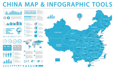 China Map - Info Graphic Vector Illustration