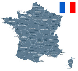 France - map and flag illustration