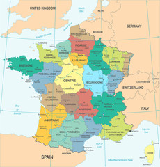 France Map - Vector Illustration