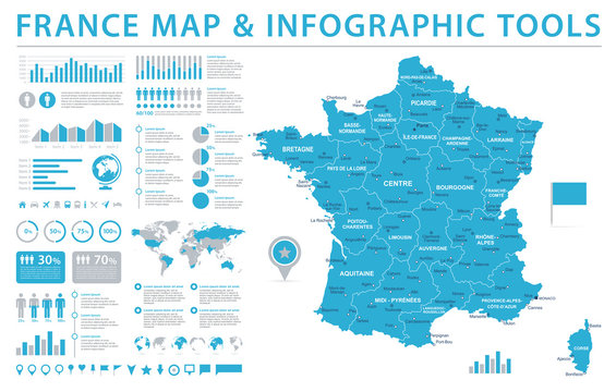 France Map - Info Graphic Vector Illustration
