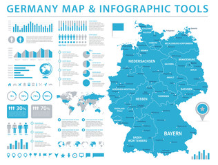 Germany Map - Info Graphic Vector Illustration - 177637234
