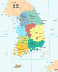 South Korea Map - Vector Illustration