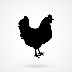 chicken icon, vector chicken silhouette, isolated chicken silhouette