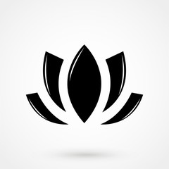 Vector black lotus icon on grey background