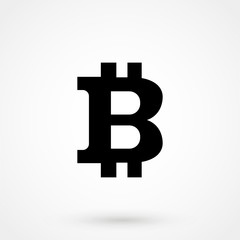 Bitcoin sign icon for internet money. Crypto currency symbol and coin image for using in web projects or mobile applications. Blockchain based secure cryptocurrency. Isolated vector illustration.