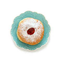 jewish holiday Hanukkah traditional doughnut isolated on white