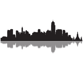 Fototapeta premium Szczegółowa sylwetka panoramę zabytków Bangkoku