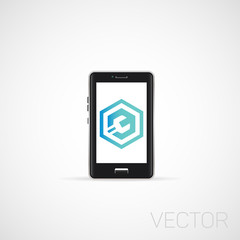 Vector Mobile Phone and wrench, service logo.