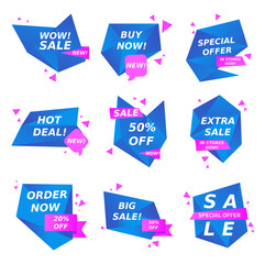 Flat design colorful sale stickers collection. Online shopping, sale and promotion, website and mobile badges, promo banners, special offer, shopping vector illustration design and marketing material