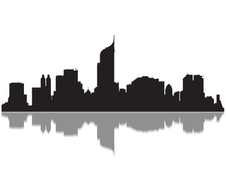 Fototapeta premium Detailed Jakarta Monuments Skyline Silhouette