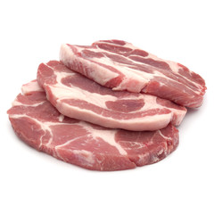 Raw pork chop meat isolated on white background cutout