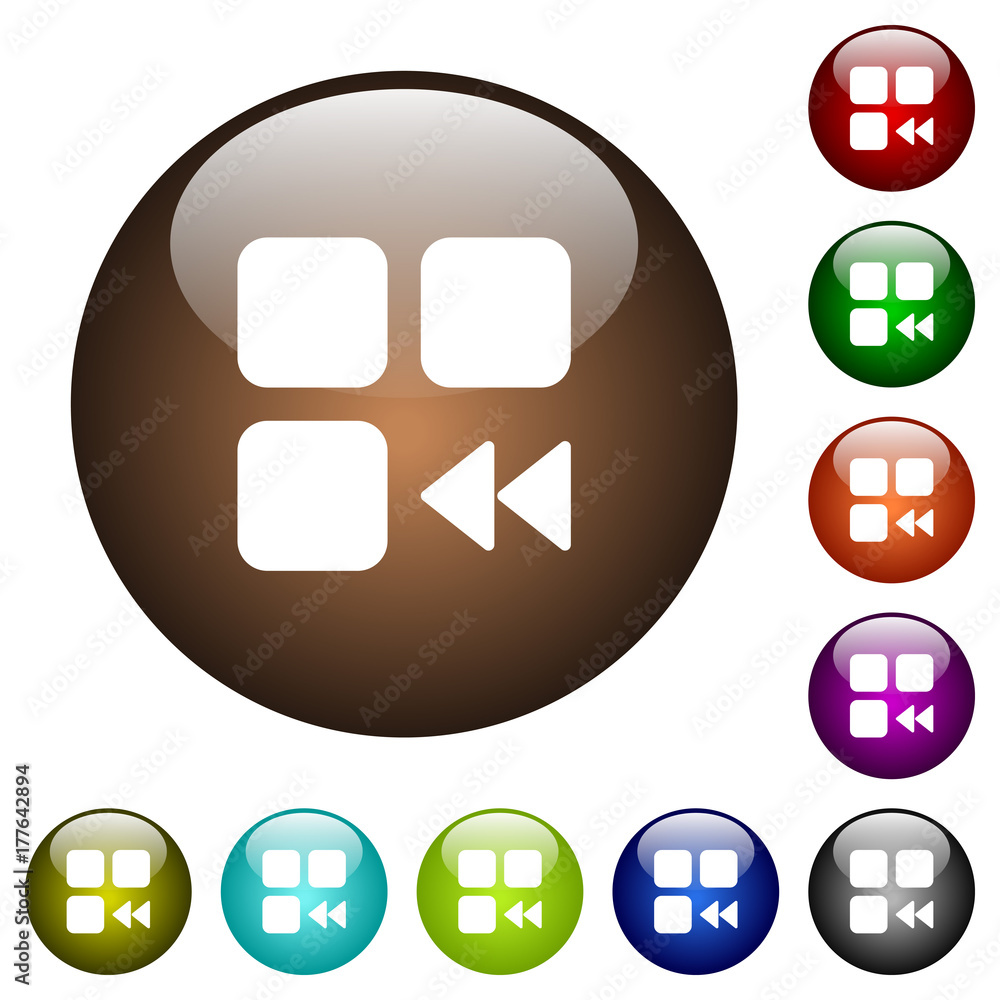 Poster component fast backward color glass buttons