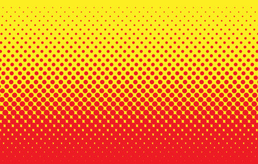 Halftone vector illustration, Red Gradient Texture, Dotted, Pop Art Yellow Background. Background of Art. Seamlessly Repeatable. AI10