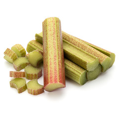 rhubarb stem isolated on white background cutout
