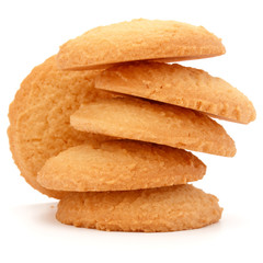 stacked short pastry cookies isolated on white background