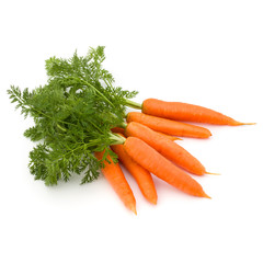 Carrot vegetable with leaves isolated on white background cutout