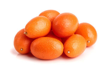 Cumquat or kumquat isolated on white background close up