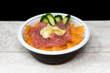 japanese food Mix Sashimi Chirashi Rice Bowl