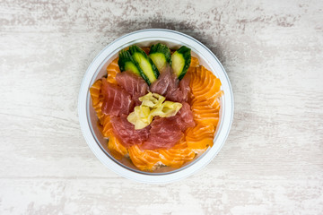 japanese food Mix Sashimi Chirashi Rice Bowl