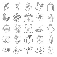 Agriculture line icons set