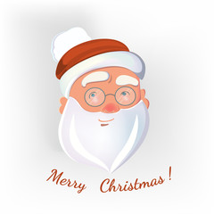 Santa Claus face isolated on white background. Santa head for your design.