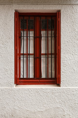 beautiful old wooden window of European style.