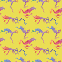 Exotic frog red-eyed pattern in a watercolor style. Full name of the amphibian: frog red-eyed. Aquarelle exotic amphibian for background, texture, wrapper pattern or tattoo.