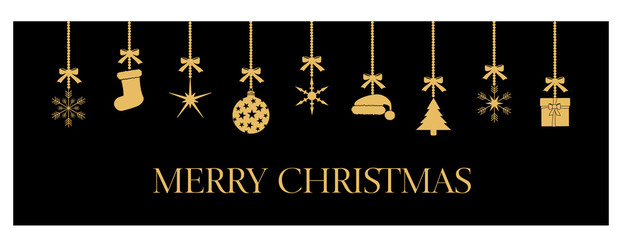 Weihnachten Banner Karte schwarz gold