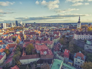 Aerial view of the old town of Tallinn Estonia