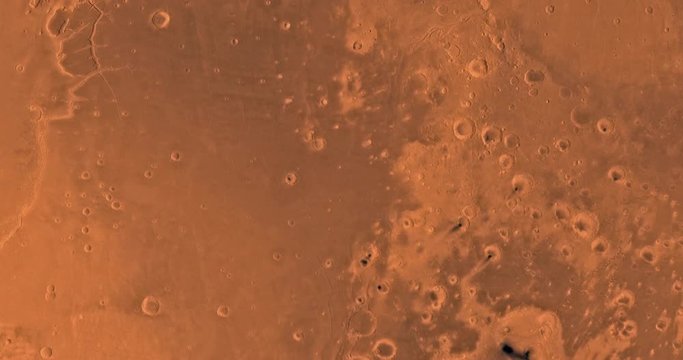 Very high altitude aerial flyover of Mars' eastern Lanae Palus region. No HUD. Clip is reversible and can be rotated 180 degrees. Data: NASA/JPL/USGS