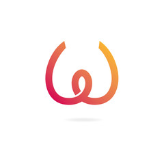 Letters W logo. Design template elements, ribbon