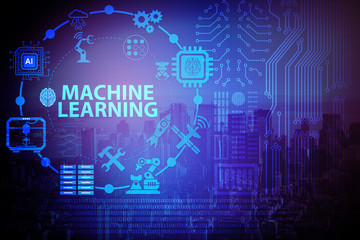 Concept of modern IT technology with machine learning