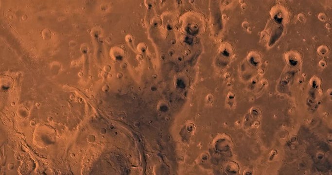 Very high altitude aerial flyover of Mars' eastern Oxia Palus region. No HUD. Clip is reversible and can be rotated 180 degrees. Data: NASA/JPL/USGS