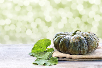 Thai pumpkin: Raw thai pumpkin on wooden background.(with copy space)