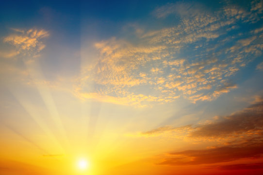 Fototapeta beautiful sunrise and cloudy sky
