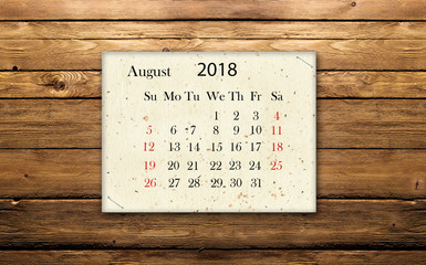 Calendar August 2018