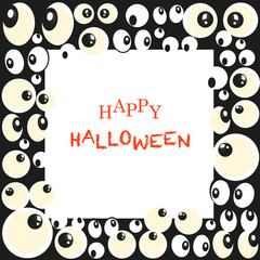Glowing in the dark eyes. Happy halloween frame