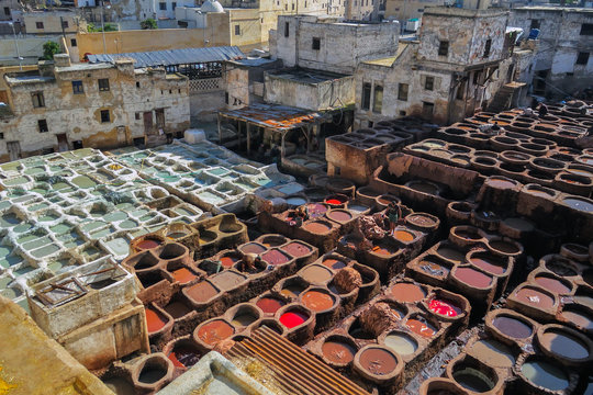 Morocco Fez leather tanneries