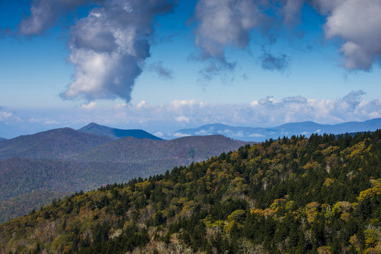 Blue Ridge Mountains Smoky Mountain National Park Wide Horizon Landscape Background Layered Hills And Valleys