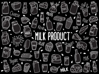 doodle illustration of milk products