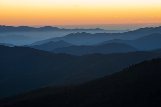 Sunset over the Blue Ridge Mountains background landscape